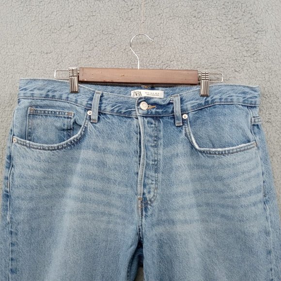 Zara Jeans Womens‎ 36 Blue Light Wash Cropped Denim Baggy Mom Tapered - Picture 2 of 13